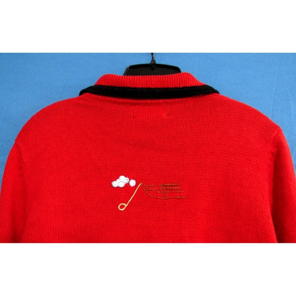 VTG DESIGNERS ORIGINALS Red Cardigan SNOW DAY KIDS PLAY Christmas Sweater S